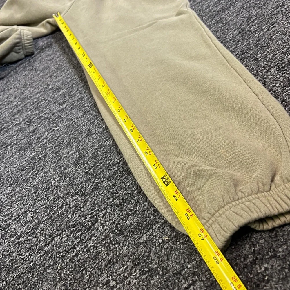 Adidas Sweatpants Mens Small Tan Beige Embroidered Trefoil Joggers Fleece Casual